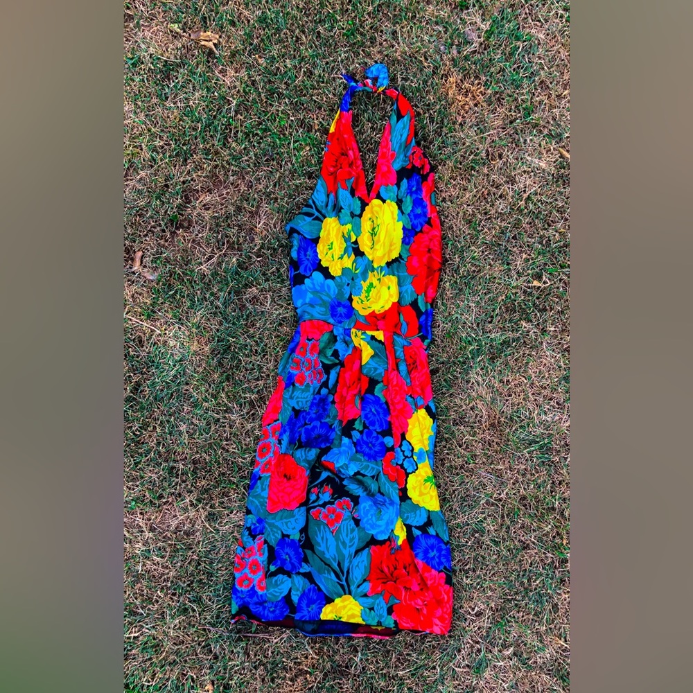 Vintage Oscar de la Renta floral halter dress